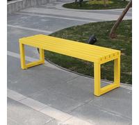 Panca da esterno senza schienale, in metallo resistente, con design a doghe, resistente alle intemperie, per patio, prato e spazi pubblici