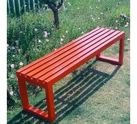 Panca da esterno senza schienale, in metallo resistente, con design a doghe, resistente alle intemperie, per patio, prato e spazi pubblici
