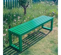 Panca da esterno senza schienale, in metallo resistente, con design a doghe, resistente alle intemperie, per patio, prato e spazi pubblici