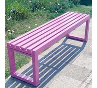 Panca da esterno senza schienale, in metallo resistente, con design a doghe, resistente alle intemperie, per patio, prato e spazi pubblici