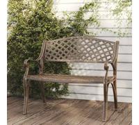 Panca da giardino 102 cm in alluminio pressofuso in bronzo con motivo | Resistente alle intemperie, eleganza romana, design a frange, robuste gambe in ghisa, per terrazza e giardino
