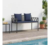 Panca da giardino a 2 posti, 116 x 56 x 75 cm, in polyrattan con cuscino e | intreccio in polyrattan, acciaio verniciato a polvere, federe rimovibili, piedini regolabili, montaggio a coppia