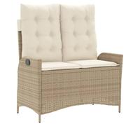 Panca da giardino allungabile con cuscini, beige, polyrattan | Schienale regolabile, telaio in acciaio, fino a 110 kg, lavare le copertine