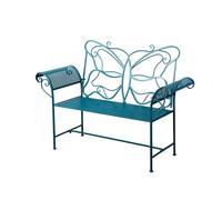 Panca da giardino con braccioli a vita alta e design a farfalla, in ferro battuto resistente, per patio, cortile e giardino
