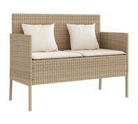 Panca da giardino con cuscini, in rattan sintetico, beige e contenitore | Contenitore sotto il sedile, borsa impermeabile, cuscino spesso sfoderabile, molla a gas sicura, rattan PE durevole