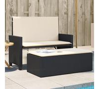 Panca da giardino con cuscino e sgabello, divano letto 2 in 1, in | Panca a 2 posti, schienale regolabile, poggiapiedi, rattan PE, impermeabile, 110 kg per seduta