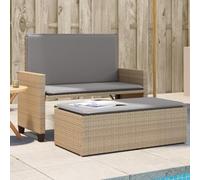 Panca da giardino con cuscino e sgabello, in polyrattan, 2 in 1, colore | rattan sintetico, facile da pulire, resistente alle intemperie, schienale regolabile, salvaspazio, 110 kg per seduta