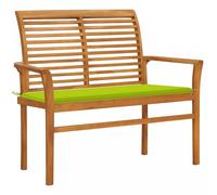 Panca da Giardino con Cuscino Verde Brillante 112 cm Legno Teak