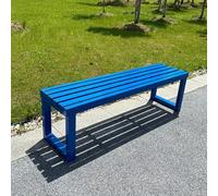 Panca da giardino con schienale scoperto, resistente panca da giardino a doghe per 2-3 persone, struttura in metallo resistente, supporta 399,2 kg, ideale per giardini, parchi e portici