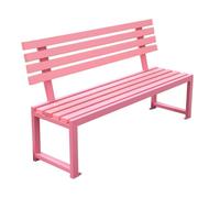 Panca da giardino con schienale, seduta a doghe in legno, struttura in metallo, mobili da patio, per cortile, prato, veranda e ingresso (180 x 55 x 84 cm)