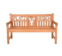 Panca da giardino con testa di cervo in legno di teak massiccio oliato, 3 posti, resistente alle intemperie, per giardino, terrazza e balcone, 150 x 61 x 89 cm (L x P x A)
