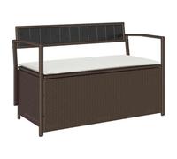 Panca da giardino con vano portaoggetti, in polyrattan marrone | Scatola portaoggetti impermeabile, cuscino con copertura, sollevatore pneumatico, per terrazza e giardino