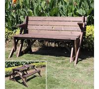 Panca da giardino convertibile con tavolo pieghevole in legno panca da parco per uso esterno sedia a due posti a due posti con schienale e braccioli perfetta per terrazze e giardini