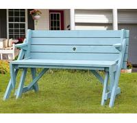 Panca da giardino convertibile in legno con tavolo pieghevole per esterni, due panche da parco a doppio uso, con schienale e braccioli, perfetta per terrazze e giardini