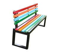 Panca da giardino in acciaio verniciato a polvere e doghe in legno, mobili da esterno con capacità di carico 350 kg, resistente alle intemperie