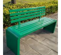 Panca da giardino in acciaio zincato con schienale, design a doghe in metallo resistente alle intemperie, per portico, prato e parco, supporta 660 libbre Sedute all'aperto durevoli