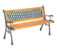 Panca da giardino in ghisa e legno, 2 posti, per esterni, con schienale intrecciato, resistente alle intemperie, 128 x 51 x 73 cm, marrone EXCEPTIONAL QUALITY: Experience the unparalleled comfort and 