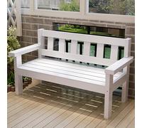 Panca da giardino in legno con schienale e braccioli larghi, 120 cm, per esterni, patio, parco, giardino e salotto, elegante panca bianca per comfort e relax
