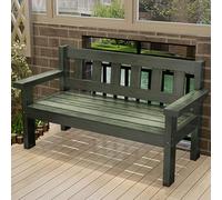 Panca da giardino in legno con schienale e braccioli larghi, seduta da patio per rilassarsi e godersi la natura, mobili per parchi e giardini