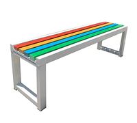 Panca da giardino in legno e plastica, sgabello classico colorato senza schienale, design minimalista per il comfort di casa e patio, soluzione versatile per sedute