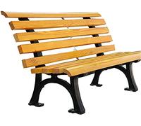 Panca da giardino in legno massello con base in ghisa, 120 cm, divano da patio, per parchi e terrazze, panca anticorrosiva per conversazioni all'aperto, seduta durevole ed elegante.