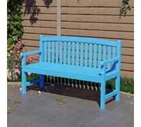 Panca da giardino in legno per esterni, 150 cm, con schienale e braccioli, per prato, veranda, parco e cortile, finitura naturale per rilassarsi e divertirsi