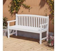 Panca da giardino in legno per esterni, 150 cm, con schienale e braccioli, per prato, veranda, parco e cortile, finitura naturale per rilassarsi e divertirsi