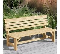 Panca da Giardino in Legno per Esterni, Seduta da Patio per 2-3 Persone, Comodo Schienale per parchi, Cortili, terrazze e Prati - Beige, 150 cm/59,1 Pollici