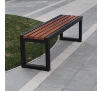 Panca da giardino in legno resistente alle intemperie, moderna panca da giardino in metallo per balcone e terrazza, mobili da esterno senza schienale e senza braccioli, 150 cm, marrone