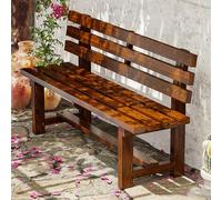 Panca da giardino in legno resistente, capacità 600 kg, struttura a croce rinforzata, perfetta per patio, veranda e parco, marrone, 180 x 38 x 79 cm