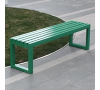 Panca da giardino in legno verde resistente alle intemperie, moderna in metallo, 120 cm, elegante seduta per balcone e terrazza, senza schienale o braccioli, perfetta per giardini