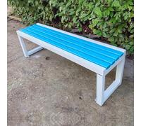 Panca da giardino in metallo e legno resistente alle intemperie, per uso esterno, capacità 500 kg, ideale per patio, parco, prato, scuola e cortile