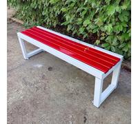 Panca da giardino in metallo e legno resistente alle intemperie, per uso esterno, capacità 500 kg, ideale per patio, parco, prato, scuola e cortile