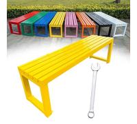 Panca da giardino in metallo per esterni, resistente alle intemperie, per 2 3 persone, con schienale scoperto, colore giallo, 100 x 180 cm, elegante e durevole per giardini e patii