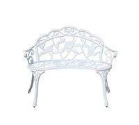 Panca da giardino in metallo resistente alle intemperie con schienale e braccioli, stile retrò, mobili da esterno in ghisa, per giardino, parco, balcone, seduta in acciaio bianco