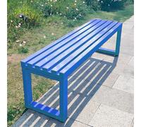 Panca da giardino in metallo resistente alle intemperie con schienale scoperto, mobili da giardino, panca da giardino in ghisa, 1,8 m, colore blu, perfetta per veranda anteriore e giardino