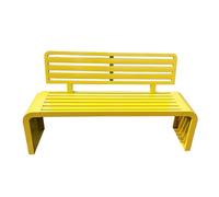 Panca da giardino in metallo resistente alle intemperie, panca a 3 posti in ferro con schienale e braccioli, per giardino, patio o uso comunitario, 120 cm, colore giallo