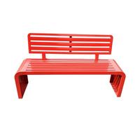 Panca da giardino in metallo resistente alle intemperie, panca in ferro a 3 posti con schienale e braccioli, perfetta per spazi esterni in città o villaggio, 150 cm, colore rosso