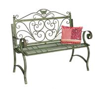 Panca da Giardino in Metallo Resistente alle Intemperie Patina Verde 120 cm 2...