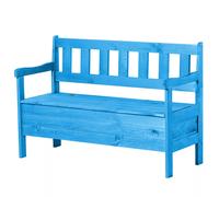 KADAX Panca da Giardino con Cassetta in Legno, Panca da Giardino, 120x47 cm, Blu