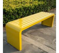 Panca da giardino moderna per esterni, resistente alle intemperie, senza schienale, design integrato, panca in legno pressofuso zincato, capacità 400 kg, elegante, colore giallo, 150 x 40 x 45 cm