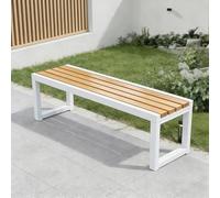 Panca da Giardino,Panchina da Esterno 2 Posti con Seduta a Doghe Effetto Legno 180×40×45cm Colore del legno naturale panca senza schienale da esterno,per 2-3 Persone,per Patio Veranda Parco Balcone