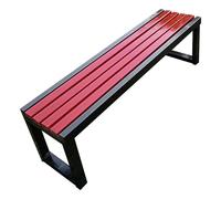 Panca da giardino per 2 persone, compatta, resistente alle intemperie, con telaio in acciaio, elegante finitura in plastica e legno, ideale per cortili e balconi (nero e rosso, 120 x 40 x 45 cm)