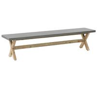 Panca da Giardino per 3 Persone in Cemento Grigio con Gambe di Legno Olbia