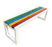Panca da giardino per esterni, classica, color arcobaleno, con parte superiore in legno/plastica, design minimalista, sgabello per casa e patio, dimensioni: 100 x 40 x 45 cm, finitura in legno bianco.