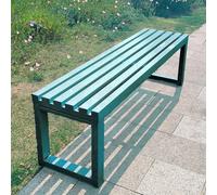 Panca da giardino per esterni, con struttura in metallo senza schienale, per 2-3 persone, design a doghe per tutte le stagioni, per parco, prato, patio, cortile, scuola