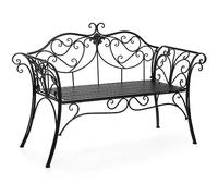 Panca da giardino per esterni, doppia sedia in ferro, acciaio forgiato resistente, supporto forte, perfetta per balconi, terrazze, cortili, 133 x 49 x 90 cm, colore bianco, seduta elegante