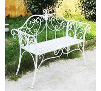 Panca da giardino per esterni, doppia sedia in ferro battuto resistente, per balconi, cortili, terrazze, 133 x 49 x 90 cm, mobili da giardino bianchi