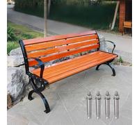 Panca da giardino per esterni, resistente alle intemperie, con struttura in metallo, con braccioli e schienale, disponibile in 119,4 cm, 149,9 cm, 180,3 cm, perfetta per prato, cortile, veranda e