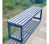 Panca da giardino per esterni, resistente struttura in metallo senza schienale per più persone, design a doghe per tutte le stagioni, perfetta per parchi, prati, terrazze, scuole e cortili